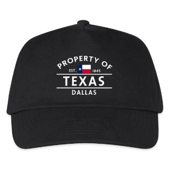 Texas Dallas Motiv mit Flagge - Kinder Basecap - Schwarz - Vorne