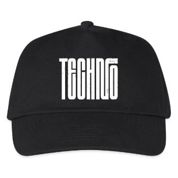 Techno Bold Retro Typografie - Kinder Basecap - Schwarz - Vorne