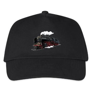 Dampflok Retro-Illustration - Kinder Basecap - Schwarz - Vorne