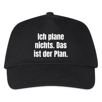 Ich plane nichts – Das ist der Plan - Kinder Basecap - Schwarz - Vorne