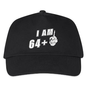 Ich bin 64 plus Mittelfinger - 65. Geburtstag - Kinder Basecap - Schwarz - Vorne