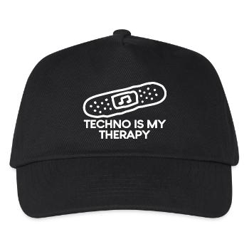 Techno is my Therapy Pflaster - Kinder Basecap - Schwarz - Vorne
