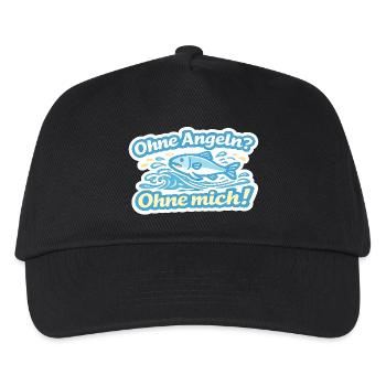 Ohne Angel? Ohne mich! Fischspruch - Kinder Basecap - Schwarz - Vorne