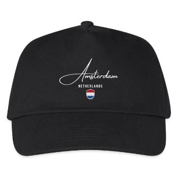Amsterdam Holland, elegantes Design Amsterdam - Kinder Basecap - Schwarz - Vorne