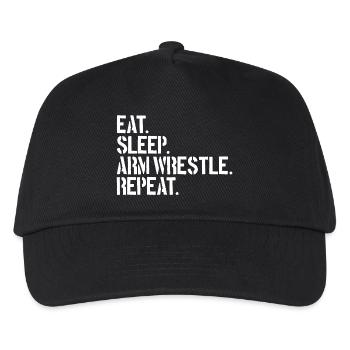 Manger, dormir, faire du bras de fer, répéter, bras de fer - Casquette de baseball Enfant - noir - Devant