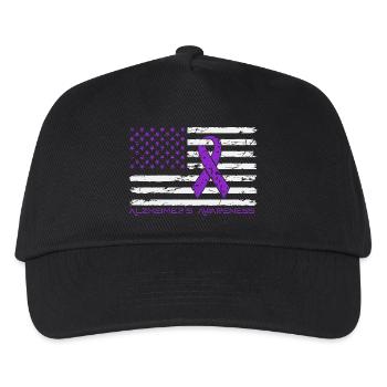 Ruban Violet Alzheimer Drapeau US - Casquette de baseball Enfant - noir - Devant