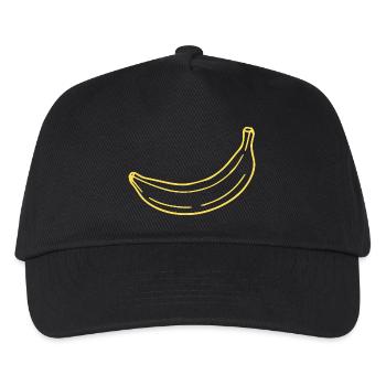 gelbe Banane minimal Geschenk minimalistisch  - Kinder Basecap - Schwarz - Vorne