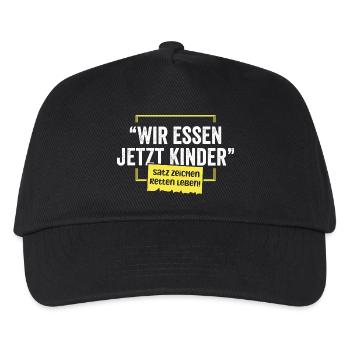 Wir essen jetzt Kinder – Satzzeichen retten Leben  - Kinder Basecap - Schwarz - Vorne