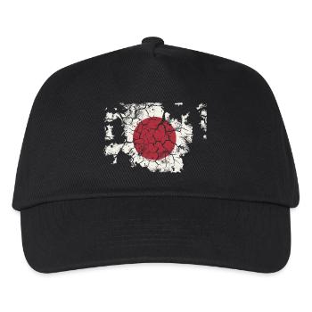 Japan Flagge - Vintage - Kinder Basecap - Schwarz - Vorne