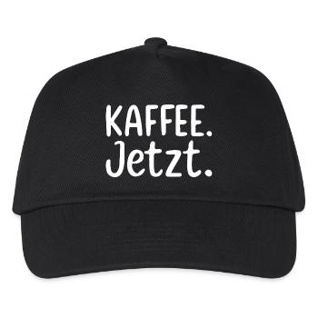 Kaffee jetzt Geschenk Morgenmuffel Koffein - Kinder Basecap - Schwarz - Vorne