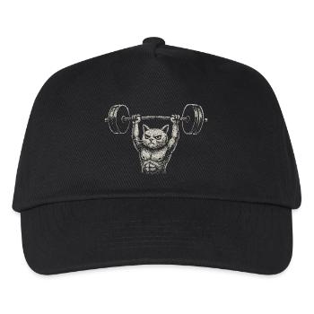 Katze Fitness Gym Kraftsport Gewichtheben - Kinder Basecap - Schwarz - Vorne