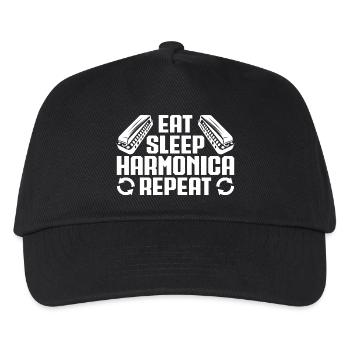 Harmonica Musican Eat Sleep Repeat Harmonica - Kinder Basecap - Schwarz - Vorne