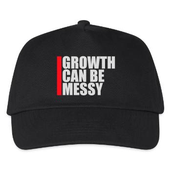Growth Can Be Messy Personal Growth Quote Logo - Kids’ Baseball Cap - black - Front