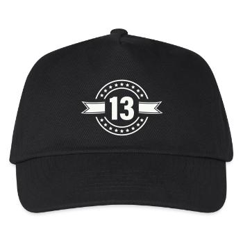 Round 13-star badge with ribbon - Kids’ Baseball Cap - black - Front