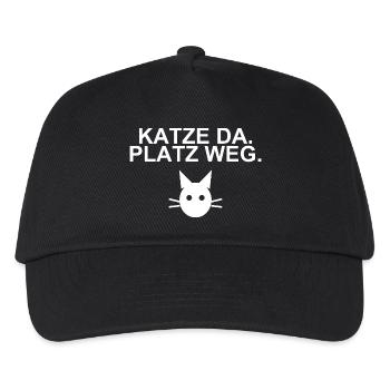 Katze da, Platz weg – Katzenliebe - Kinder Basecap - Schwarz - Vorne