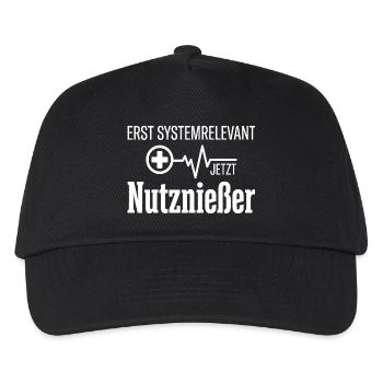 erst systemrelevant, jetzt Nutznießer - Kinder Basecap - Schwarz - Vorne
