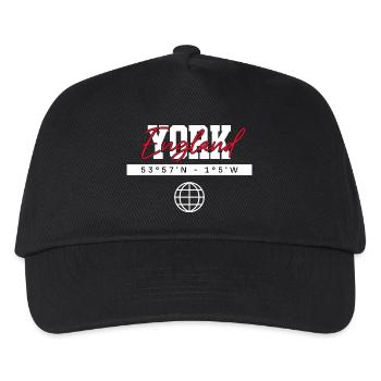 York England Koordinaten Reise Souvenir - Kinder Basecap - Schwarz - Vorne