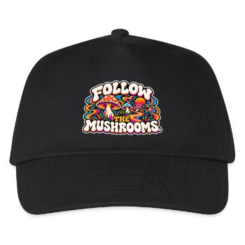Follow the Mushrooms – Psychedelischer Pilztraum - Kinder Basecap - Schwarz - Vorne