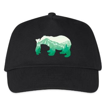 Bär - der große Bergbär Tier Liebhaber Geschenk - Kinder Basecap - Schwarz - Vorne