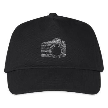 Camera Typography White - Kids’ Baseball Cap - black - Front