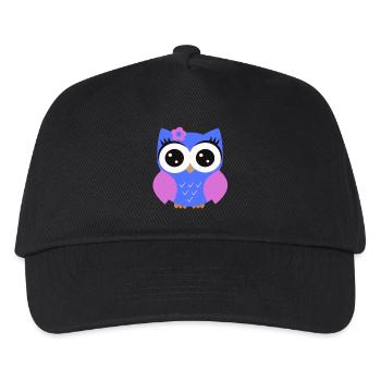 Eule lila blau - Kinder Basecap - Schwarz - Vorne