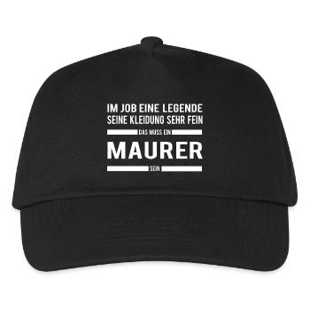 Maurer - Kinder Basecap - Schwarz - Vorne