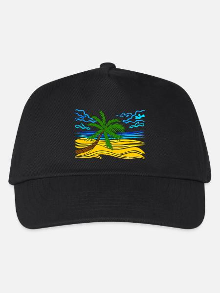 Palme am Strand - Kinder Basecap - Schwarz