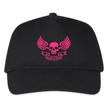 rocknroll_skull_1c - Kinder Basecap - Schwarz - Vorne