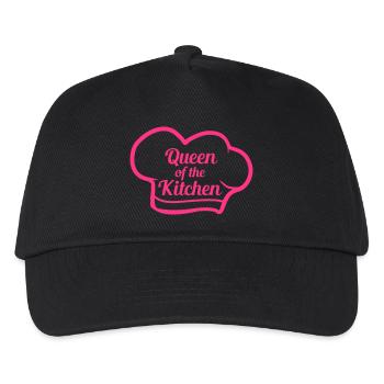 queen of the kitchen koenigin emblem kochmuetze hu - Kinder Basecap - Schwarz - Vorne