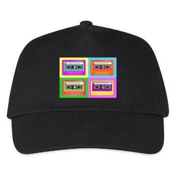 Kassette Pop-Art Tape - Kinder Basecap - Schwarz - Vorne