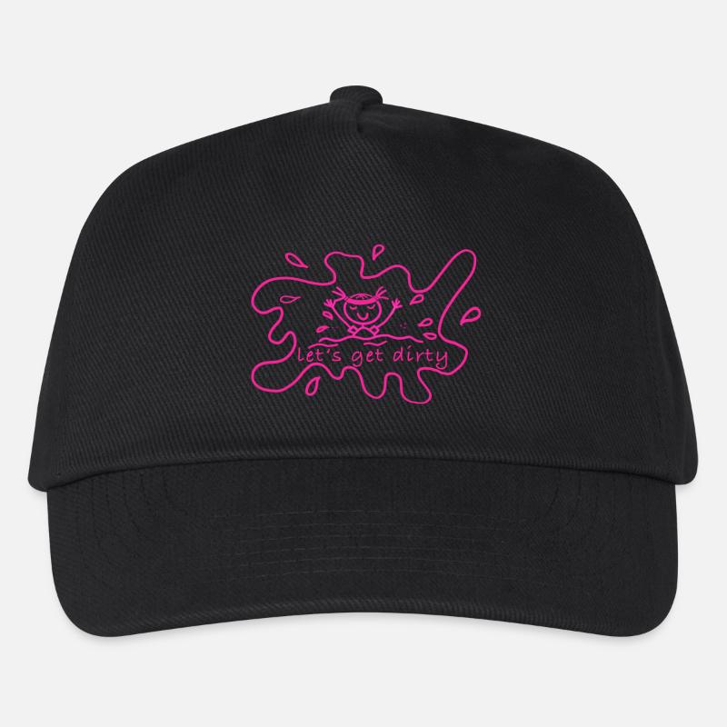 Let's Get Dirty Neon Splash Design - Kinder Basecap - Schwarz