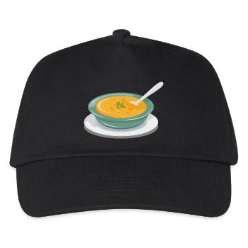 Gemüsesuppe in einem Teller mit einem Löffel - Kinder Basecap - Schwarz - Vorne