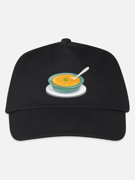 Gemüsesuppe in einem Teller mit einem Löffel - Kinder Basecap - Schwarz