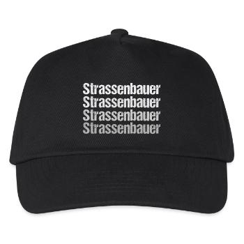 Strassenbauer Typo Muster - Kinder Basecap - Schwarz - Vorne