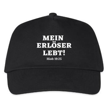 Mein Erlöser lebt Bibelvers Shirt - Kinder Basecap - Schwarz - Vorne