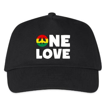 ONE LOVE Peace Jamaica Reggae Rastafari - Kinder Basecap - Schwarz - Vorne