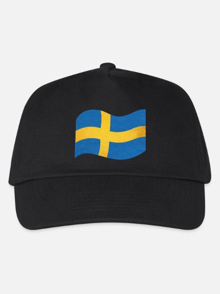 Die Flagge von Schweden Sverige - Kinder Basecap - Schwarz