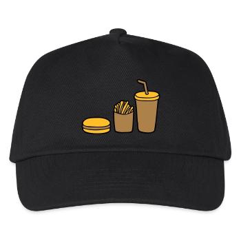 Burger Pommes Cola - Kinder Basecap - Schwarz - Vorne