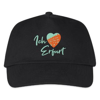 Ich liebe Erfurt - Schriftzug - Kinder Basecap - Schwarz - Vorne