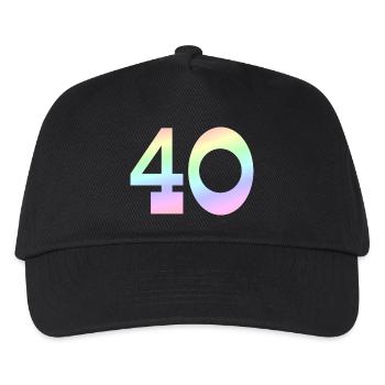 Geburtstagsgeschenk, 40 pastell Verlauf - Kinder Basecap - Schwarz - Vorne