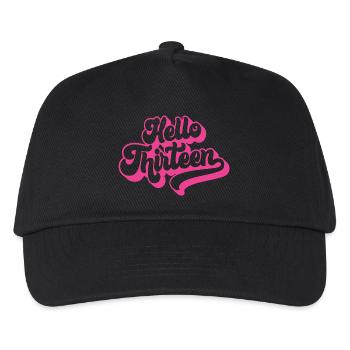 Geschenk zum 13. Geburtstag, Hallo Dreizehn, 13 Jahre - Kinder Basecap - Schwarz - Vorne