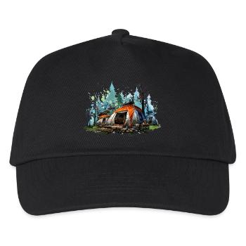 Camping atmosphere. A retro adventure. - Kids’ Baseball Cap - black - Front