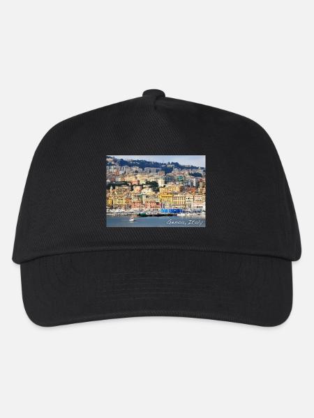 Genoa Italy – GENUA Italien Hafen - Kinder Basecap - Schwarz
