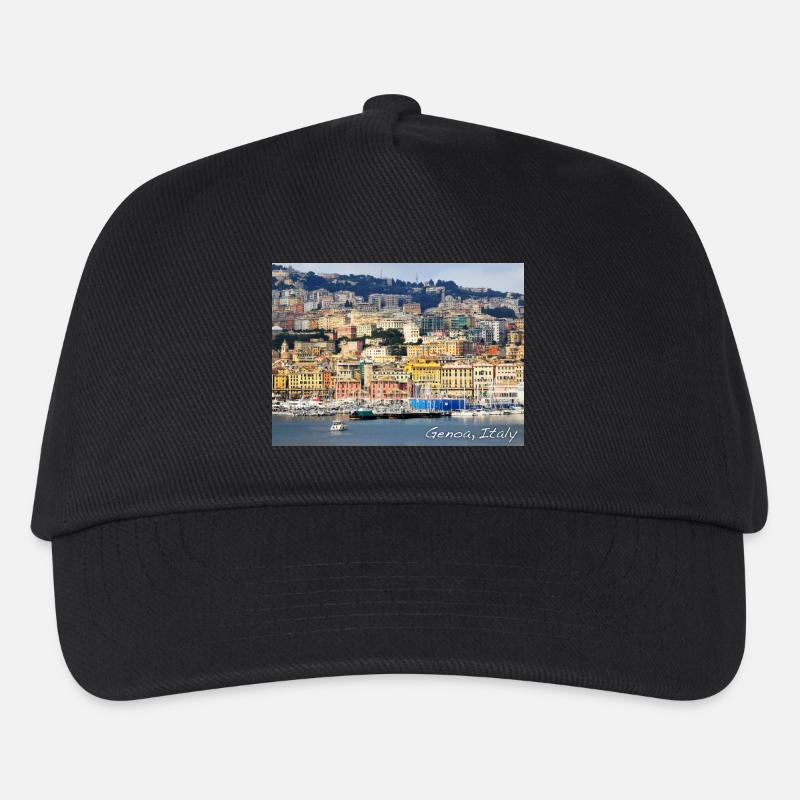 Genoa Italy – GENUA Italien Hafen - Kinder Basecap - Schwarz