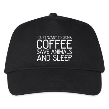 Ich will nur Kaffee trinken lustiges Hemd - Kinder Basecap - Schwarz - Vorne