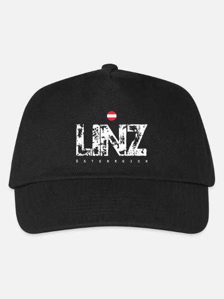 Linz Distressed City Text - Kinder Basecap - Schwarz