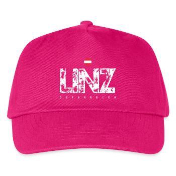 Linz Distressed City Text - Kids’ Baseball Cap - fuchsia - Front