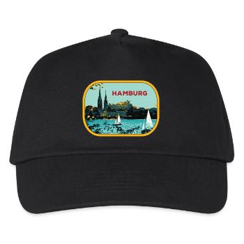 Fluss Hamburg: Segelboot-Illustration - Kinder Basecap - Schwarz - Vorne
