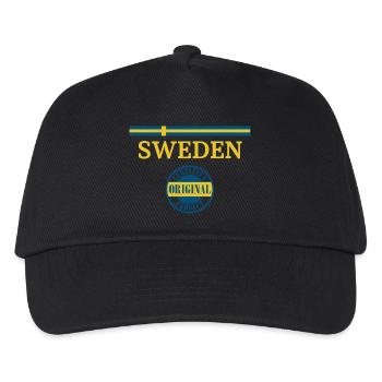 Flagge von Schweden, schwedischer Stolz - Kinder Basecap - Schwarz - Vorne