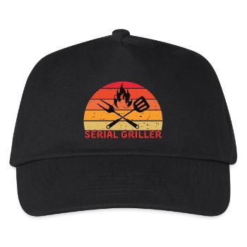 Serial Griller Retro BBQ Design - Kids’ Baseball Cap - black - Front